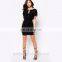 New arrival cup sleeve cut out back black chiffon evening dresses china