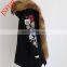 Demountable raccon fur lining natural fur down coat with raccoon fur collar