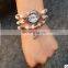 Women Retro Pendant Quartz Watch Multi-color Imitation Agate Beads Bracelet Lady Casual Wristwatch