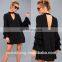 2017 latest ladies casual dress design flounce sleeve shift dress