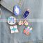 Cartoon Travel Brooch Metal Enamel Blue Bike Wishing bottle Riding Girl Shoes Origami Game Shoes Pins Jacket Pin Badge