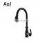 Deck mounted black 3 way fashion design brass flexible hose  Pull down Single Handle Kitchen Faucet