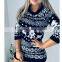 Women Winter Plus Size Pullovers Top Christmas Deer Warm Knitted Jumper Long Sleeve Sweater