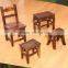 Custom made burned effect wooden chair,small wood stool