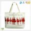 red handle cotton canvas bag with printed design