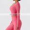 Ribbed 2 In 1 Piece Long Sleeve Yoga Crop Tops Wholesale Womens Square Neck Sports Bras