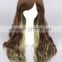 High Quality 65cm Medium Long Wave Blond&Green Mixed Lolita Synthetic Anime Wig Party Wig