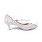 Pearl beaded pointed toe low heels diamond&flower embelished oem designer heels women wedding dress shoes