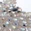 Wholesale Custom Crystal Rhinestone Flower Lace Neckline Rhinestone Applique for Wedding Dress/Sequin Beaded Sweetheart Neckline