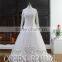 Real Works Appliques Muslim Bridal Wedding Dress Long Sleeve Ball Gown