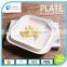 Kitchenware ceramic square dessert plate for hotel restaurant