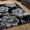 Black/white flower motif fashion floor rug for living room