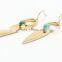 2016 Unique Fashion Design Gold Plated Polishing Turquoise Drop Earrings