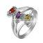 Charming White Gold Plated Women Multicolor Zircon Teardrop Shaped Wedding Accessories Ring