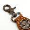 vintage design gunmetal metal alloy key chain with leather pad