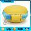 yellow pu leather cover eva earphone hard case & bag with hook