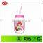 Pink 18 oz plastic AS mason jar with straw
