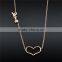Hollow Heart Pendant Necklace Stainless Steel Charm Chain Necklace Dubai Jewelry