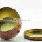 Red vivid flower round tin plate tea canister for Matcha