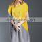 Women pleat trendy high low hem design sloping shoulder dress