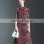 Ancient printing high neck oversize spring dresses for fat lady