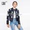 Fashion contrasting coloured stars cropped leather jackets for women