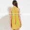 Women's summer lace-up back chiffon A-line sleeveless yellow green dress