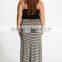 Grey Black Striped Plus Size Maternity Maxi Skirt XYD2837