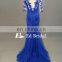 Royal Blue See Through Back Sleeves Appliques Bohemian Style Mother Of The Bride Dress For Evening