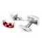 Exquisite Red Rhinestone Jewelry Men Shirt Cufflinks