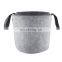 One set 3 sizes strong felt storage laundry basket bag with leather handle