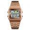 Skmei 1338 Men World Time Watches 30ATM Waterproof Luxury Dual Time Square Face Gold Wrist Watch