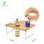 Folding Portable Bamboo Wine Glasses & Bottle Outdoor Wine Picnic Table Snack and Cheese Holder Tray for Concerts at Park Beach