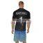 Sublimaiton print 100% polyester men's black compressed dry fit t-shirt