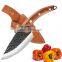 Forged Hammer Pattern Viking Stainless Steel Fillet Cleaver Butcher Knife set For Meat Chopping Black Handle with sheath