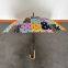 Wooden handle curved handle straight pole umbrella Cute small fresh long handle umbrella Full version printed sunny umbrella factory customization