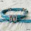 Custom Genuine Stingray/Python Leather Bracelet High Quality Two Hand-Wrapped Leather Cord with Stainless Steel Clasp