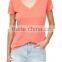 The deep v neck slub cotton t-shirt