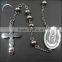 Stainless Steel Rosary Necklace with Charm Cross