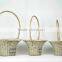 Round hat wicker basket with over handle and plastic liners decoratived by plaster colth used for Home and Garden (K4-1870)