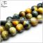 Gorgeous Natural Gold Grey Tiger's Eye Gemstone Faceted Round Loose Beads Strand for Jewelry Making DIY