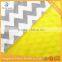 Grey Chevron With Yellow Dots Trimed 10pcs MOQ Baby Blanket