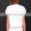 2015 new design print ladies short sleeve cut cropped tops, woman tee