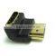 gold plated HDMI male to HDMI female cable connector adapter converter extender 90 degree for 1080P HDTV