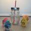 glass jam jar with straw owl mason jar