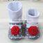 Soft Sole Red Flower Fabric Baby Sock Shoes