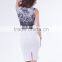 Popular Design Sleeveless Midi Dress with Contrast Lace Overlay XXL Size Women Casual Dress