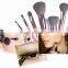 Wholesale make up brush kit with pink PU leather case