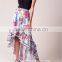 Pink floral print elastic waistband ladies maxi skirts long