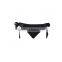 Black Bikini Set with Flouncy Ruffle and Floral Cutouts at Top and Scrunch Bottom